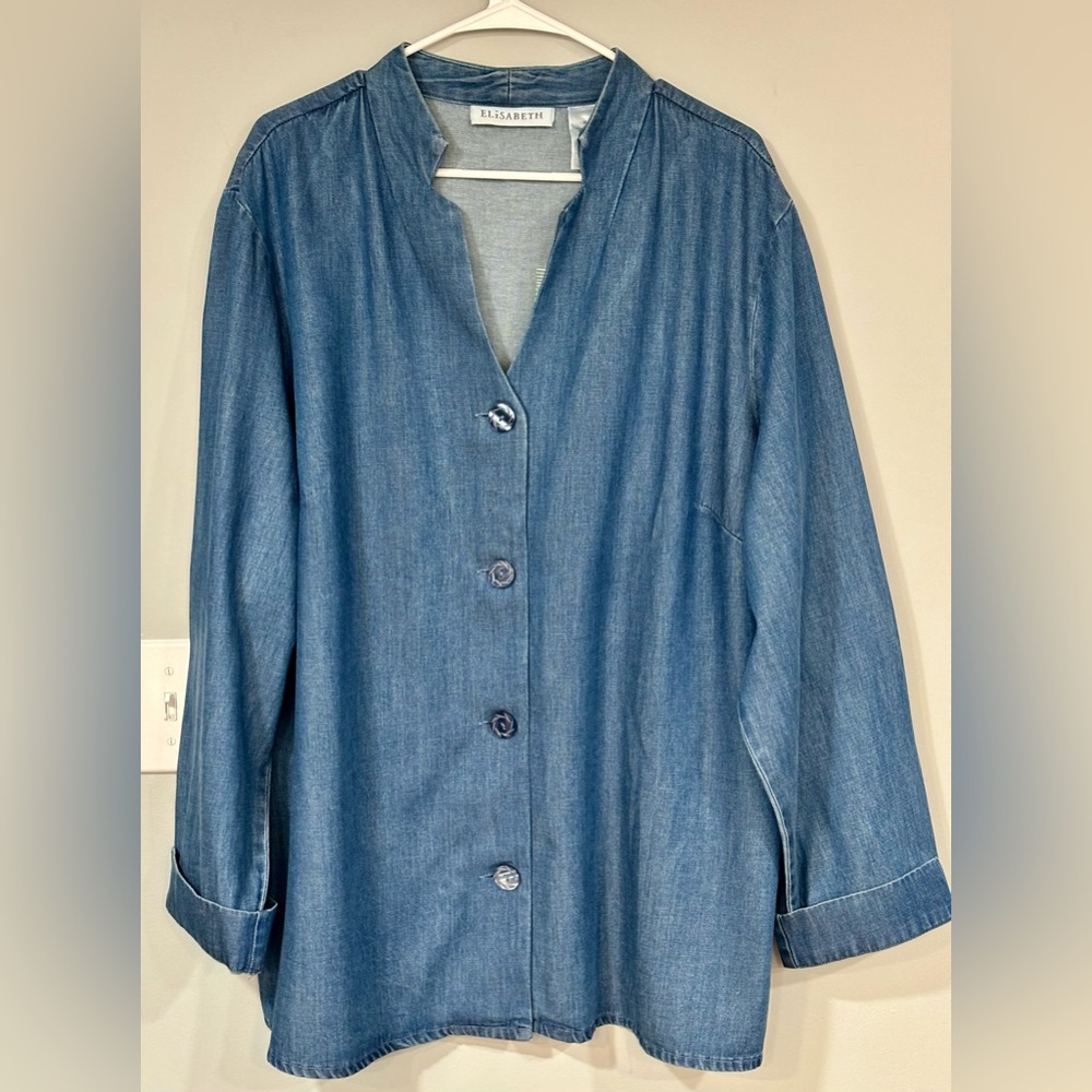 ELISABETH by LIZ CLAIBORNE Blue Jean Blazer Jacket 3X